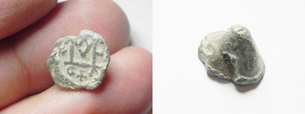 Picture of BYZANTINE. Lead seal impression (13x8mm). Uniface. Large ME monogram with C N and cross below