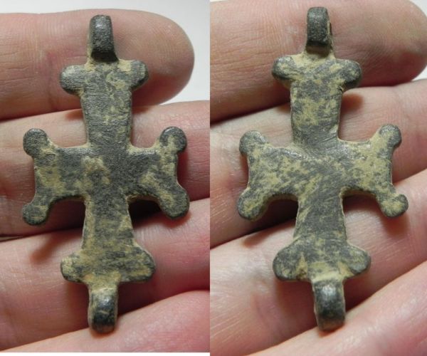 Picture of ANCIENT BYZANTINE BRONZE CROSS. 600 A.D - JORDAN, LARGE EXAMPLE!