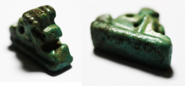 Picture of ANCIENT EGYPT, FAIENCE AMULET OF A CROUCHING LION. 600 - 300 B.C