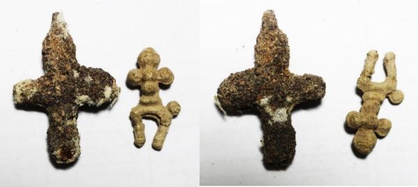 Picture of ANCIENT BYZANTINE BRONZE & LEAD CROSSES . 800 - 1000 A.D