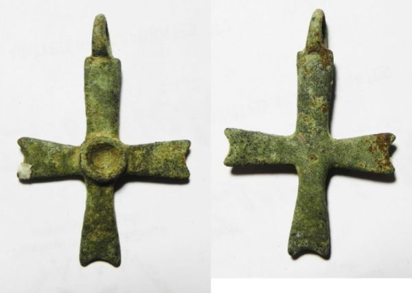 Picture of ANCIENT BYZANTINE BRONZE CROSS. 600 A.D - JORDAN, LARGE EXAMPLE!