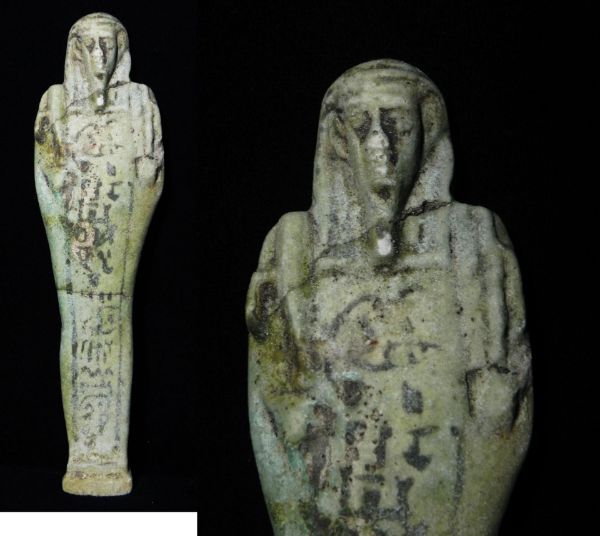 Picture of ANCIENT EGYPT. LARGE INSCRIBED FAIENCE USHABTI. 600 - 300 B.C