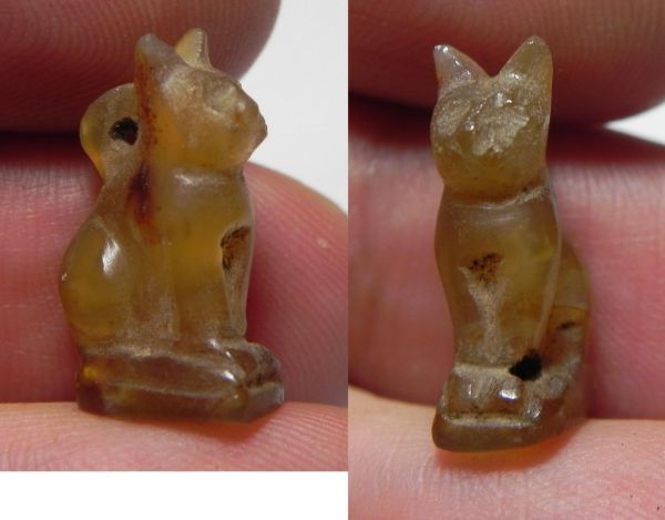 Picture of ANCIENT EGYPT, NEW KINGDOM CARNELIAN CAT AMULET. 1400 B.C