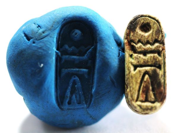 Picture of ANCIENT EGYPT.  NEW KINGDOM STONE SCARABOID. 1250 B.C.  IN THE SHAPE OF A HARE