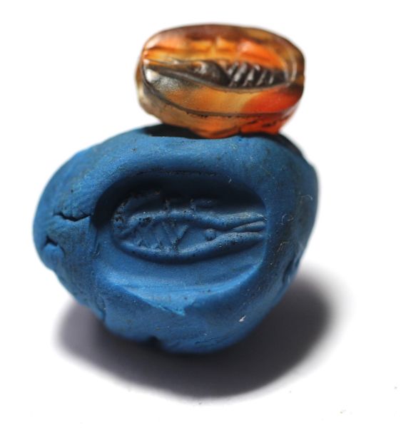 Picture of ANCIENT EGYPT. NEW KINGDOM STONE SCARAB.  1300 B.C