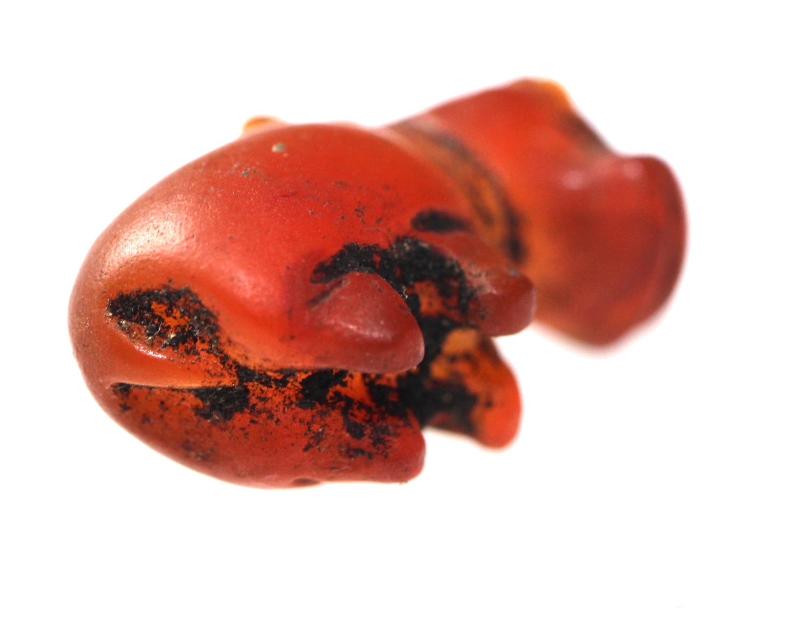 Acropolo. ANCIENT EGYPT. CARNELIAN HIPPOPOTAMUS WITH THE ORIGINAL ANCIENT GOLD RING ATTACHED