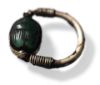 Picture of ANCIENT EGYPT.  SILVER & GREEN STONE SWIVLE RING. 1250 B.C