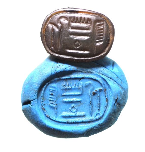 Picture of ANCIENT EGYPT.  STONE SCARAB. 1250 B.C  RAMISSES II ERA