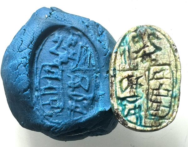 Picture of ANCIENT EGYPT. NEW KINGDOM GLAZED SONE SCARAB. 1400 - 1200 B.C