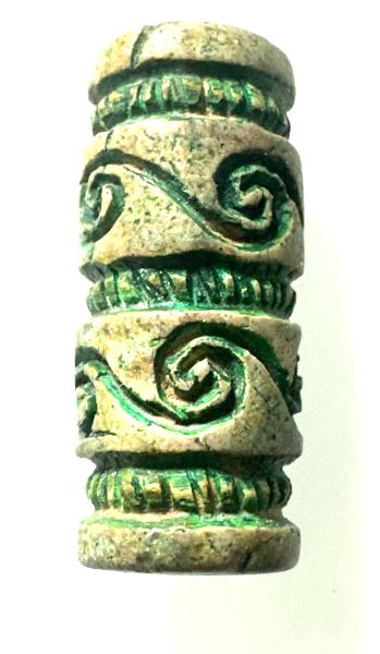 Picture of ANCIENT EGYPT. NEW KINGDOM GLAZED SONE CYLENDER SEAL / BEAD. 1400 - 1200 B.C