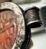Picture of ANCIENT EGYPT. STONE & SILVER SCARAB PENDANT. 1479–1425 B.C. THUTMOSES III NAME