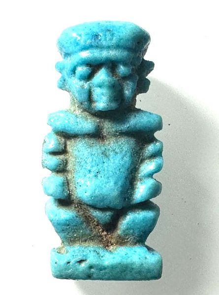 Picture of ANCIENT EGYPT. LATE DYNASTY FAIENCE AMULET OF POTAIKOS. 600-300 B.C