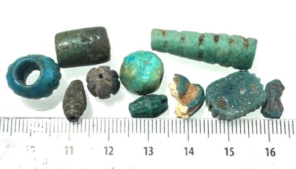 Picture of ANCIENT EGYPT. NEW KINGDOM - LATE DYNASTY. FAIENCE AMULETS &  BEADS 1400 - 300 B.C