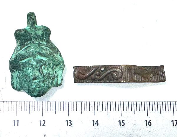 Picture of ANCIENT EGYPT. ROMAN BRONZE PENDANT. MEDUSA. ISLAMIC BRONZE STRIP, 200 - 300 A.D. 1000 A.D (STRIP)