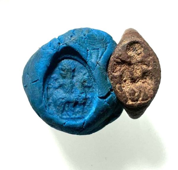 Picture of Roman Egypt. 2nd-3rd century AD. Iron seal ring. Incuse male figure (an emperor?)
