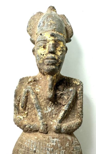 Picture of ANCIENT EGYPT.  PTOLEMAIC 300 - 100 B.C SCHEST STONE GILDED OSIRIS.