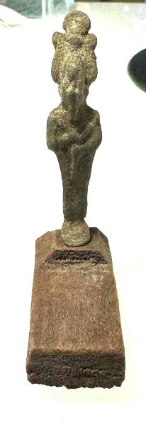 Picture of ANCIENT EGYPT.  BRONZE OSIRIS FIGURINE WITH IT'S WOODEN BASE. 600 - 300 B.C