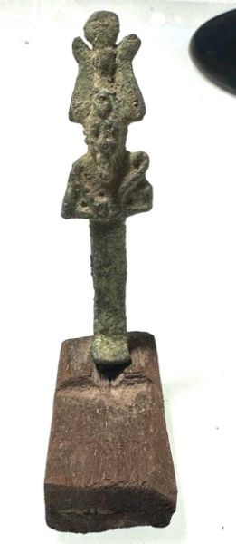 Picture of ANCIENT EGYPT.  BRONZE OSIRIS FIGURINE WITH IT'S WOODEN BASE. 600 - 300 B.C