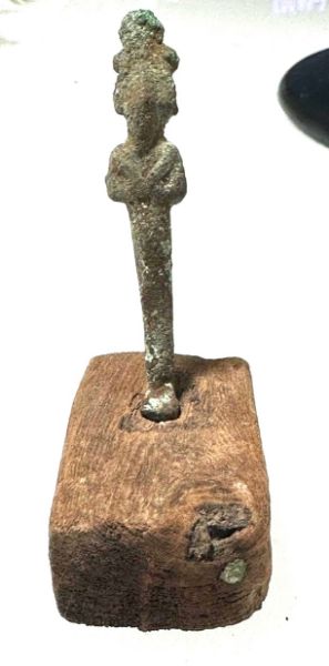 Picture of ANCIENT EGYPT.  BRONZE OSIRIS FIGURINE WITH IT'S WOODEN BASE. 600 - 300 B.C