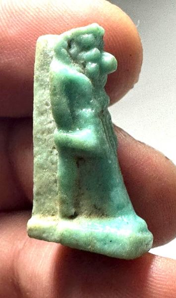 Picture of ANCIENT EGYPT. LATE DYNASTY FAIENCE AMULET OF HORUS. 600-300 B.C