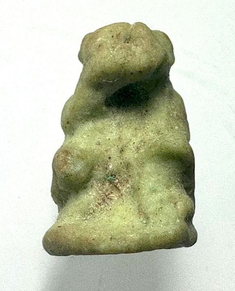 Picture of ANCIENT EGYPT. LATE DYNASTY FAIENCE AMULET OF A MONKEY. ENGRAVED AS A SEAL UNDERNEATH BASE. 600-300 B.C