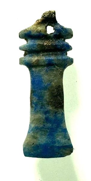 Picture of ANCIENT EGYPT.  LAPIS LAZULI  DJED PILLAR AMULET . NEW KINGDOM . 1400 - 1200 B.C