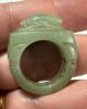 Picture of ANCIENT EGYPT. LARGE NEW KINGDOM. FELDSPAR STONE RING WITH SCARAB. LOTUS FLOWERS ON SIDES.  1400 - 1250 B.C