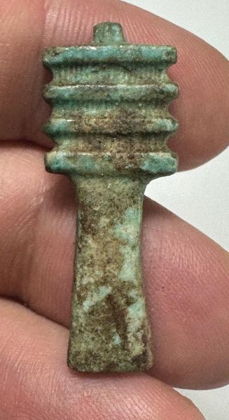 Picture of ANCIENT EGYPT FAIENCE DJED PILLAR AMULET. THIRD INTERMEDIATE PERIOD 1075 - 600 B.C 