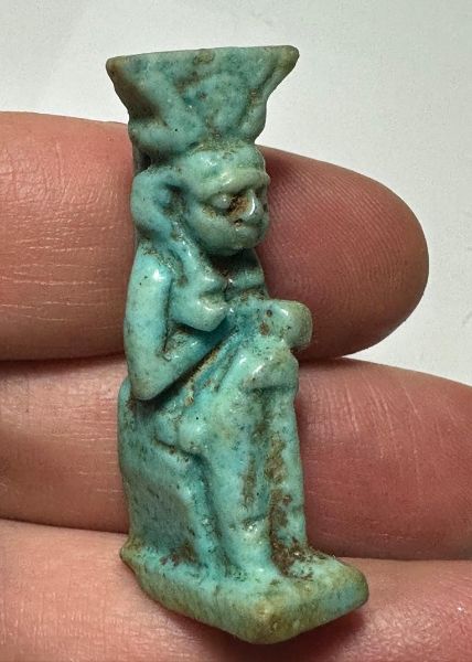 Picture of ANCIENT EGYPT-  FAIENCE ISIS NURSING HORUS AMULET AMULET. 600 - 300 B.C