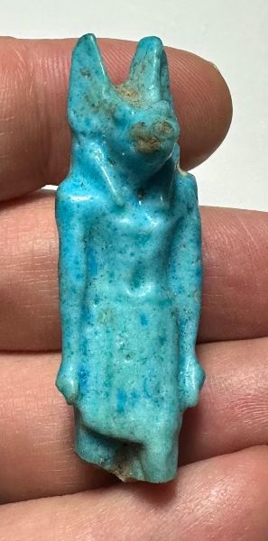 Picture of ANCIENT EGYPT-  FAIENCE ANUBIS AMULET. 600 - 300 B.C