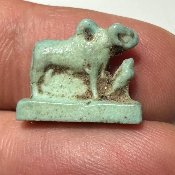 Picture of ANCIENT EGYPT-  FAIENCE AMULET. RAM WITH HORUS . 600 - 300 B.C
