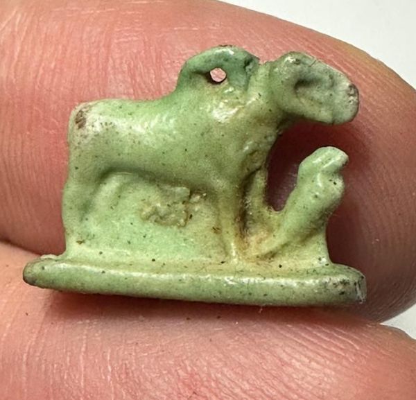 Picture of ANCIENT EGYPT-  FAIENCE AMULET. RAM WITH HORUS . 600 - 300 B.C
