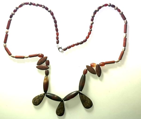 Picture of ANCIENT EGYPT. STONE AND SILVER BEADS/AMULETS NECKLACE 1250 B.C