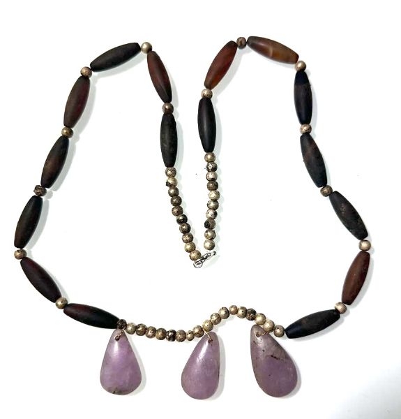 Picture of ANCIENT EGYPT. STONE AND SILVER BEADS/AMULETS NECKLACE 1250 B.C