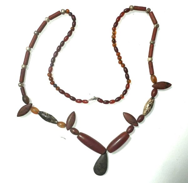 Picture of ANCIENT EGYPT. STONE AND SILVER BEADS/AMULETS NECKLACE 1250 B.C