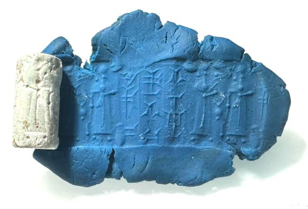 Picture of Akkadian. Kassites.  c. 16th Century BCE.   Stone Cylinder seal. Cuneiform 