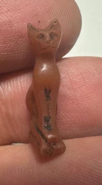 Picture of ANCIENT EGYPT, NEW KINGDOM CARNELIAN CAT AMULET. 1400 B.C. NEW KINGDOM