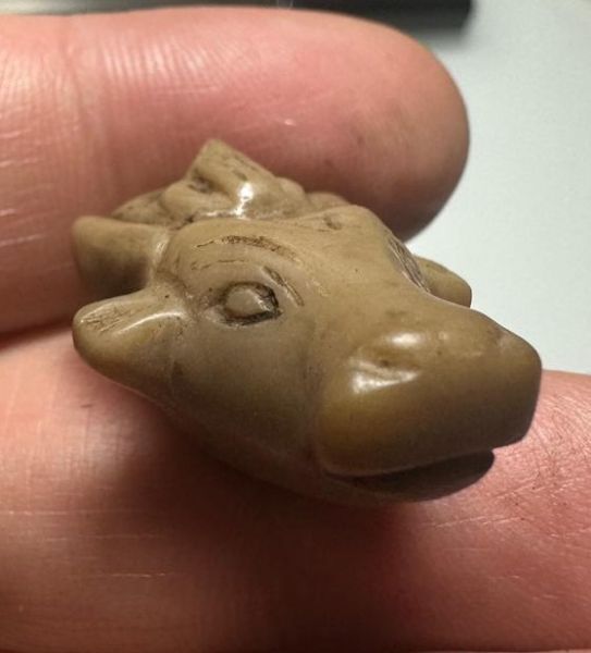 Picture of ANCIENT EGYPT. NEW KINGDOM STONE HEAD AMULET OF AN APIS BULL. 1400 B.C