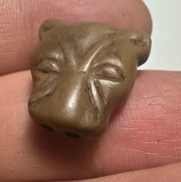 Picture of ANCIENT EGYPT. NEW KINGDOM  STONE LION'S HEAD AMULET. 1400 - 1200 B.C