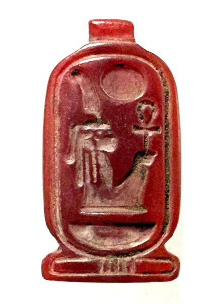 Picture of ANCIENT EGYPT. CARNELIAN STONE CARTOUCHE AMULET / PENDANT. WITH THE  NAME OF AMENHOTEP III NAME. 