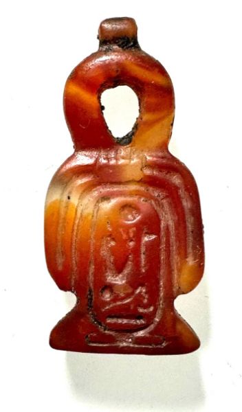 Picture of ANCIENT EGYPT. CARNELIAN STONE TYET (ISIS KNOT)  AMULET / PENDANT. WITH THE NAME OF  RAMESSES II    . 1400 - 1300  B.C - NEW KINGDOM