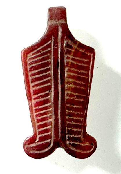 Picture of ANCIENT EGYPT. CARNELIAN STONE DOUBLE FEATHER "SHUTY" AMULET .   13 CENTURY B.C - NEW KINGDOM