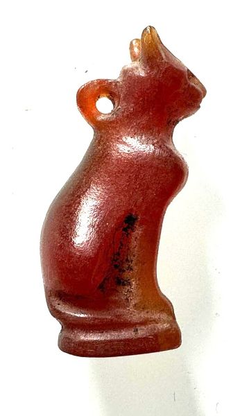 Picture of ANCIENT EGYPT, NEW KINGDOM CARNELIAN CAT AMULET. 1400 B.C