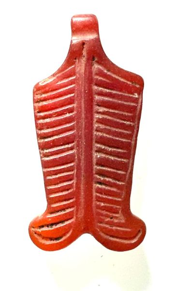Picture of ANCIENT EGYPT. CARNELIAN STONE DOUBLE FEATHER "SHUTY" AMULET .   13 CENTURY B.C - NEW KINGDOM