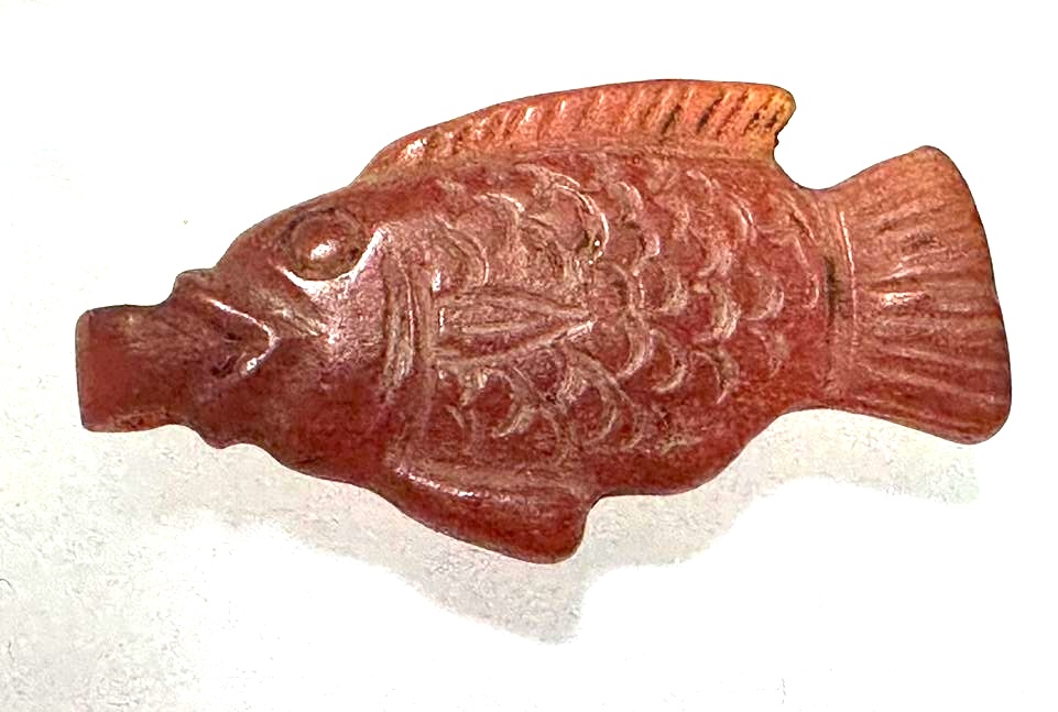 ANCIENT EGYPT . LARGE CARNELIAN TILAPIA FISH AMULET. 18TH DYNASTY. 14TH ...