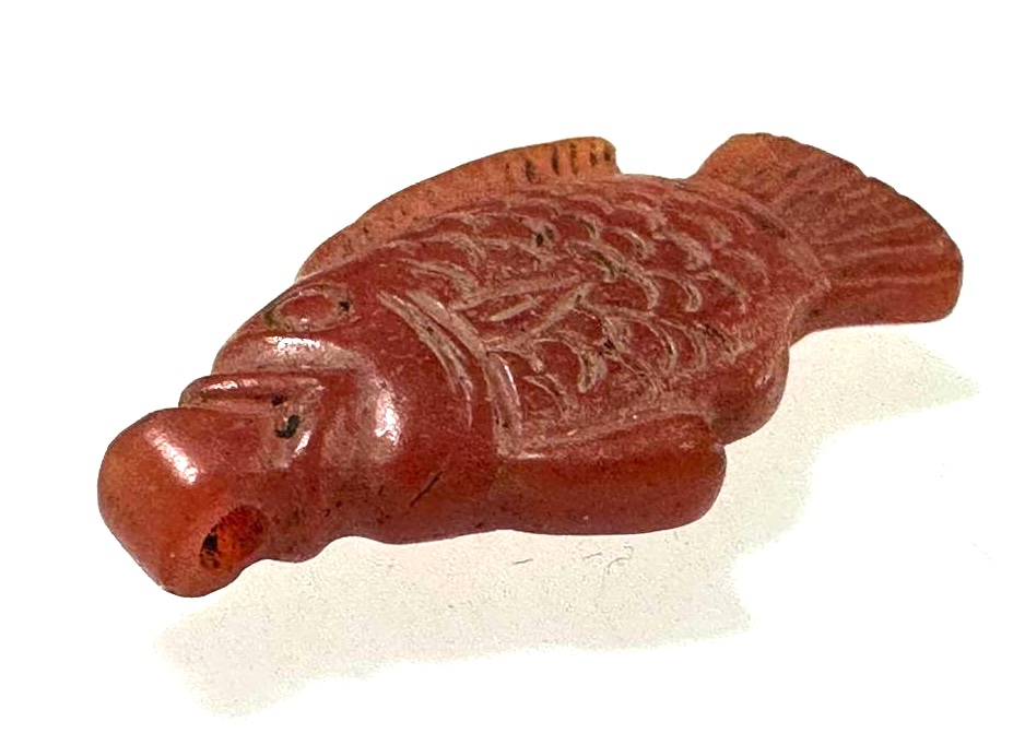ANCIENT EGYPT . LARGE CARNELIAN TILAPIA FISH AMULET. 18TH DYNASTY. 14TH ...