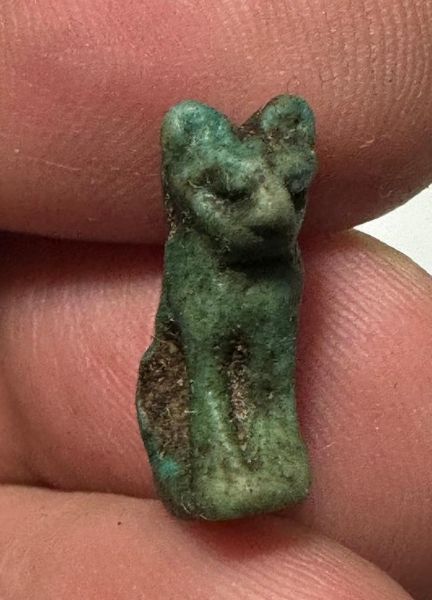Picture of ANCIENT EGYPT.  FAIENCE CAT AMULET. 600 - 300 B.C .