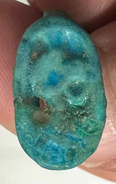 Picture of ANCIENT EGYPT.  FAIENCE RING. AMARNA. TIME OF KING TUTANKHAMUN. 1340 B.C .  BES