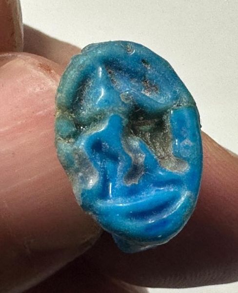 Picture of ANCIENT EGYPT.  FAIENCE RING. AMARNA. TIME OF KING TUTANKHAMUN. 1340 B.C .    BES