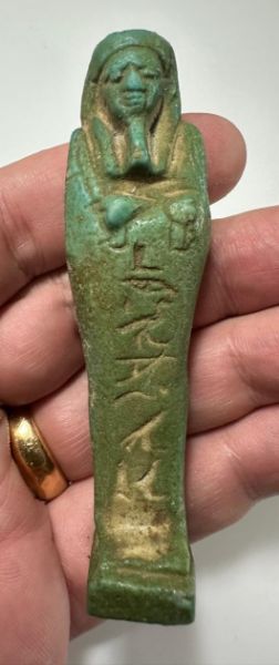 Picture of ANCIENT EGYPT. 26TH DYNASTY. FAIENCE USHABTI. 600 - 300 B.C  FOR SAMEREF PRIEST "HOR UDJA"